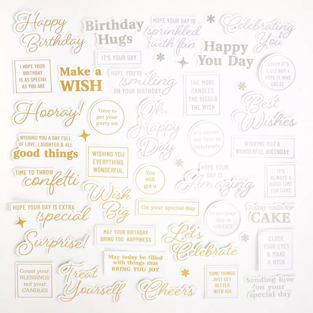 Foiled Ephemera Birthday Sentiments