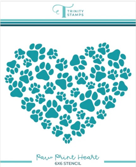 Paw Print Heart Stencil